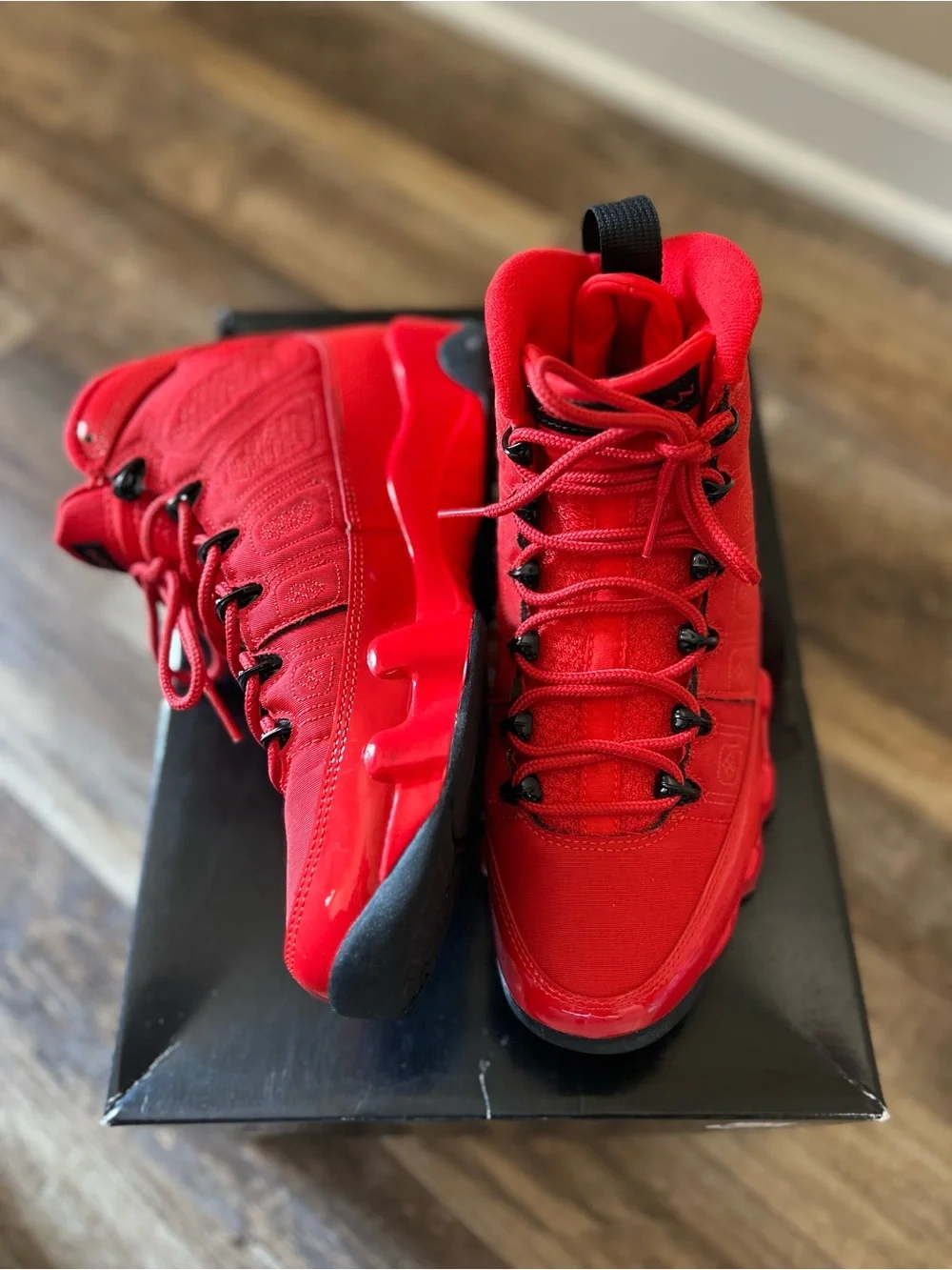 Jordan Kids Red High-Top Sneakers with Black Accents